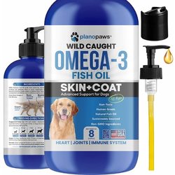 Planopaws omega 3 fish oil liquid for dogs.